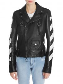 Off-White - Diag Leather Biker Jacket at Saks Fifth Avenue